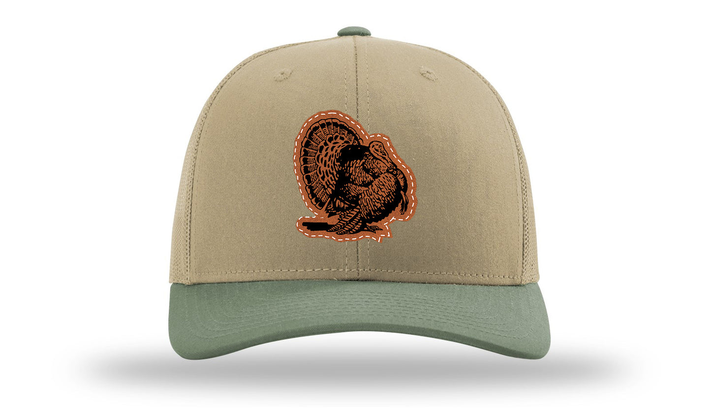 Turkey Strut Leather Patch Richardson 112 Hat-Khaki / Loden - CMB