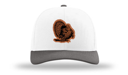 Turkey Strut Leather Patch Richardson 112 Hat-White / Charcaol - CMB 