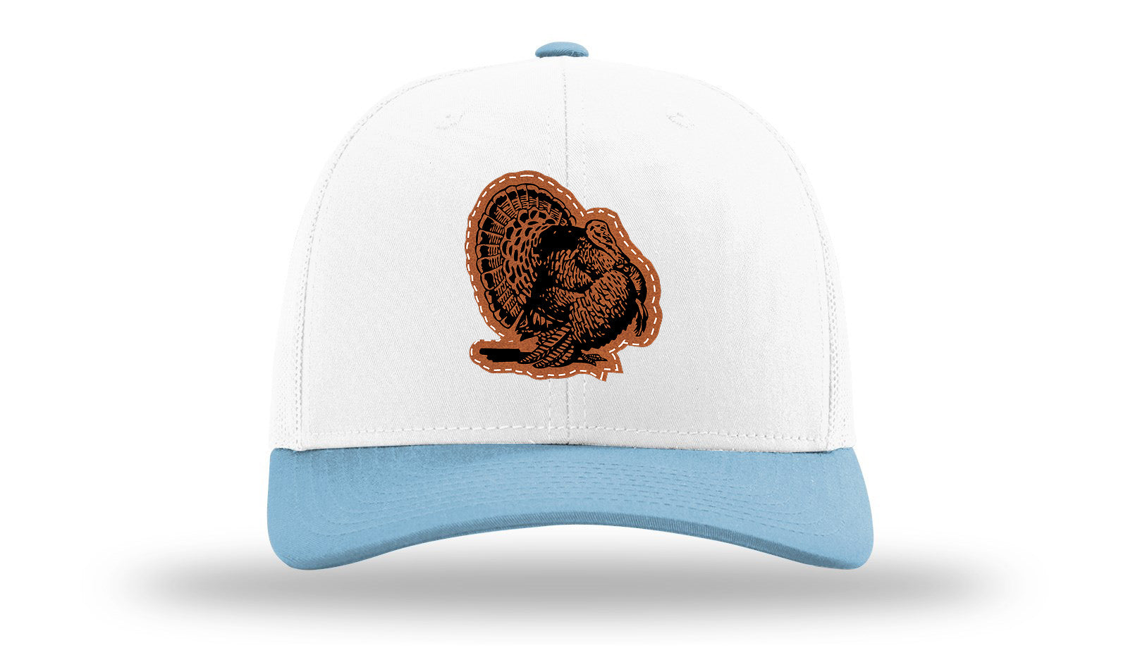 Turkey Strut Leather Patch Richardson 112 Hat-White /Columbia Blue - CMB