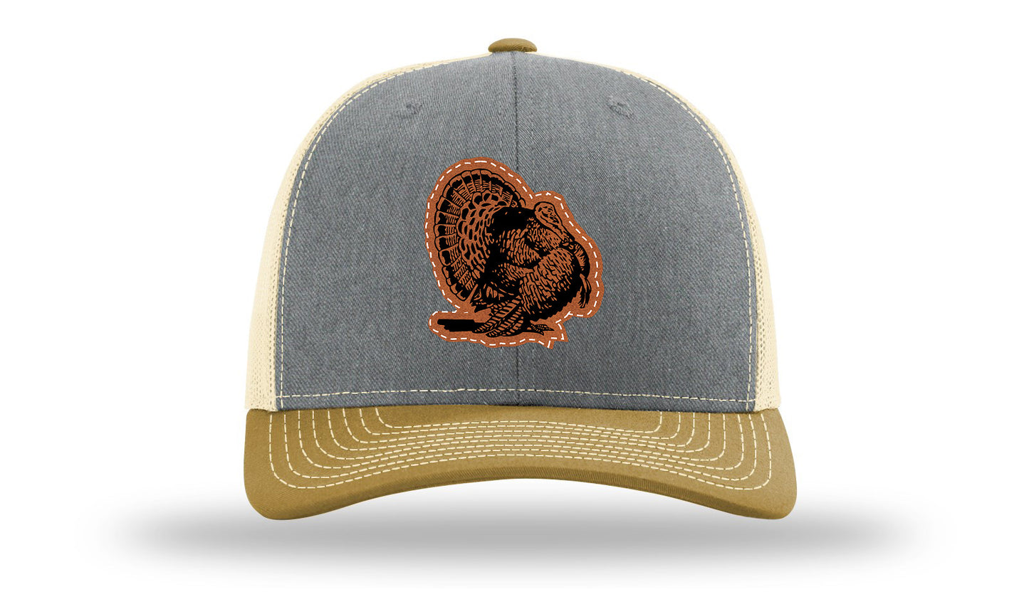 Turkey Strut Leather Patch Richardson 112 Hat-Heather Grey / Birch / Amber Gold