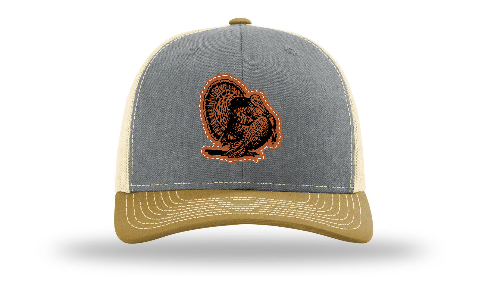 Turkey Strut Leather Patch Richardson 112 Hat-Heather Grey / Birch / Amber Gold