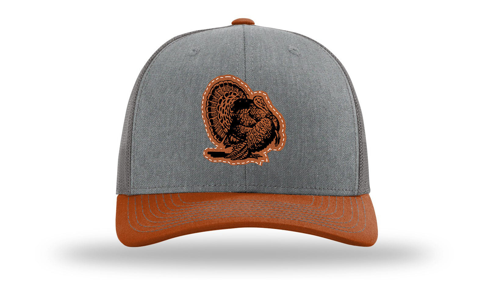 Turkey Strut Leather Patch Richardson 112 Hat-Heather Grey / Charcoal / Dark Orange