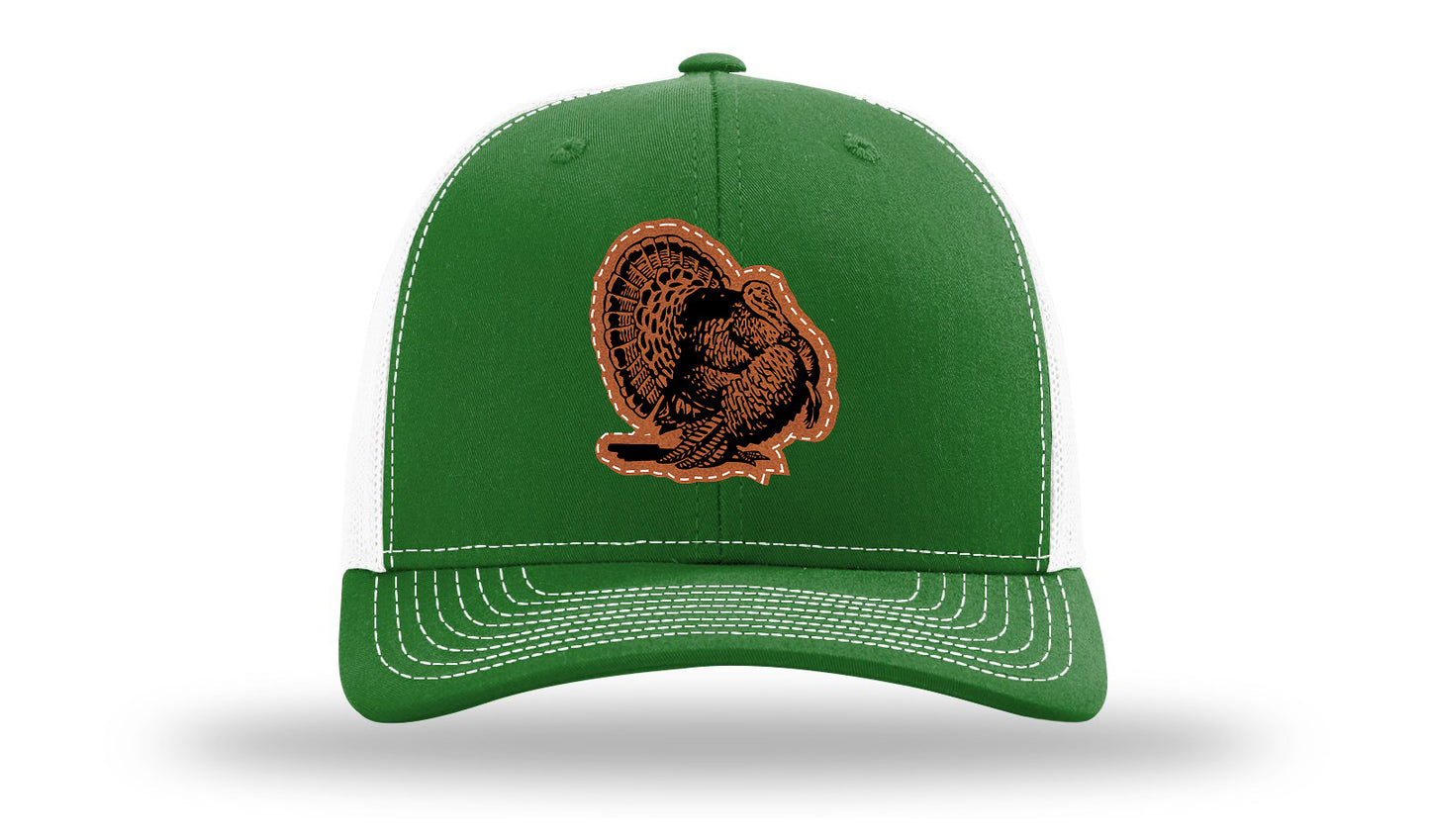 Turkey Strut Leather Patch Richardson 112 Hat-Kelly / White