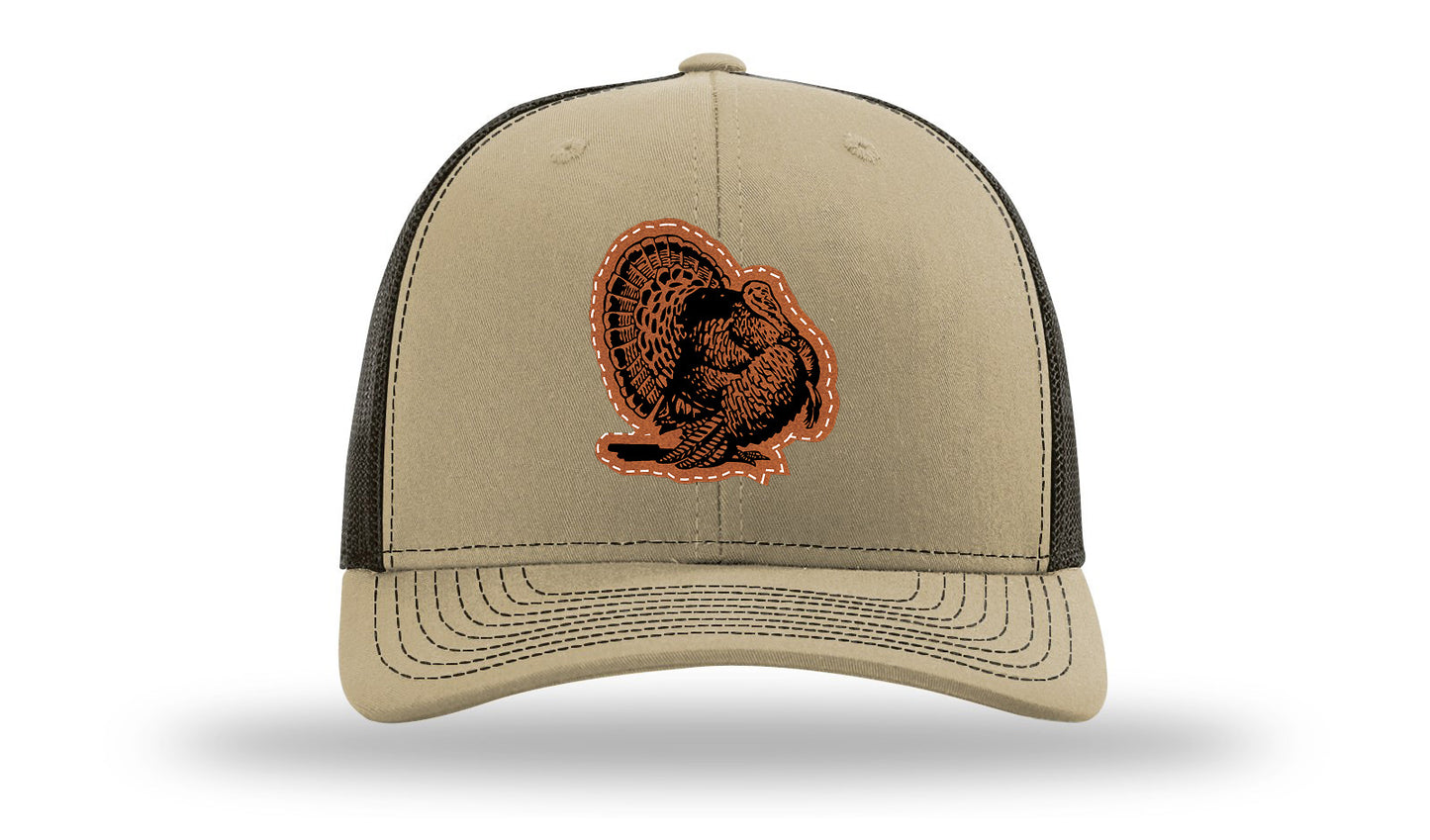 Turkey Strut Leather Patch Richardson 112 Hat-Khaki / Coffee