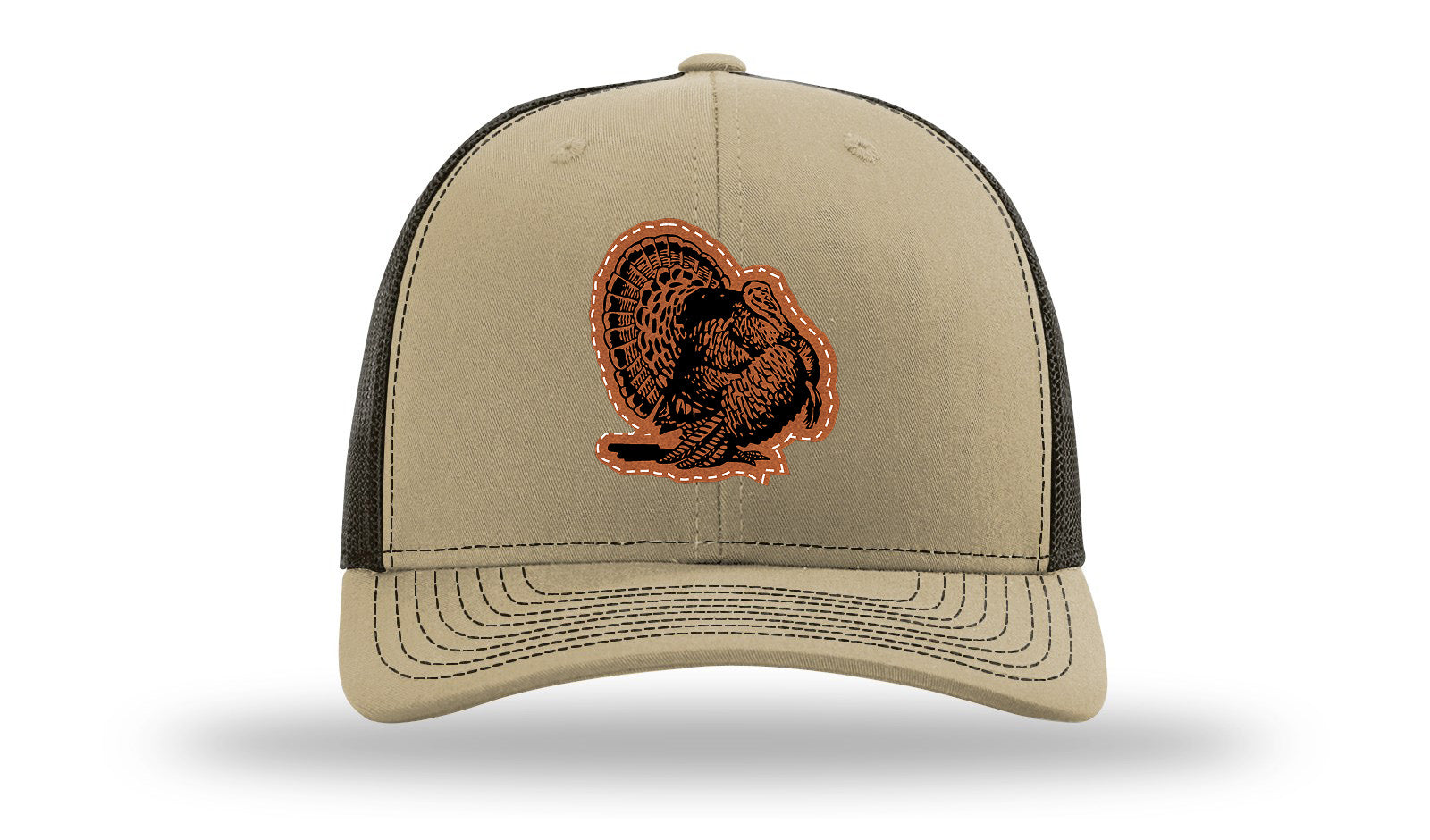 Turkey Strut Leather Patch Richardson 112 Hat-Khaki / Coffee