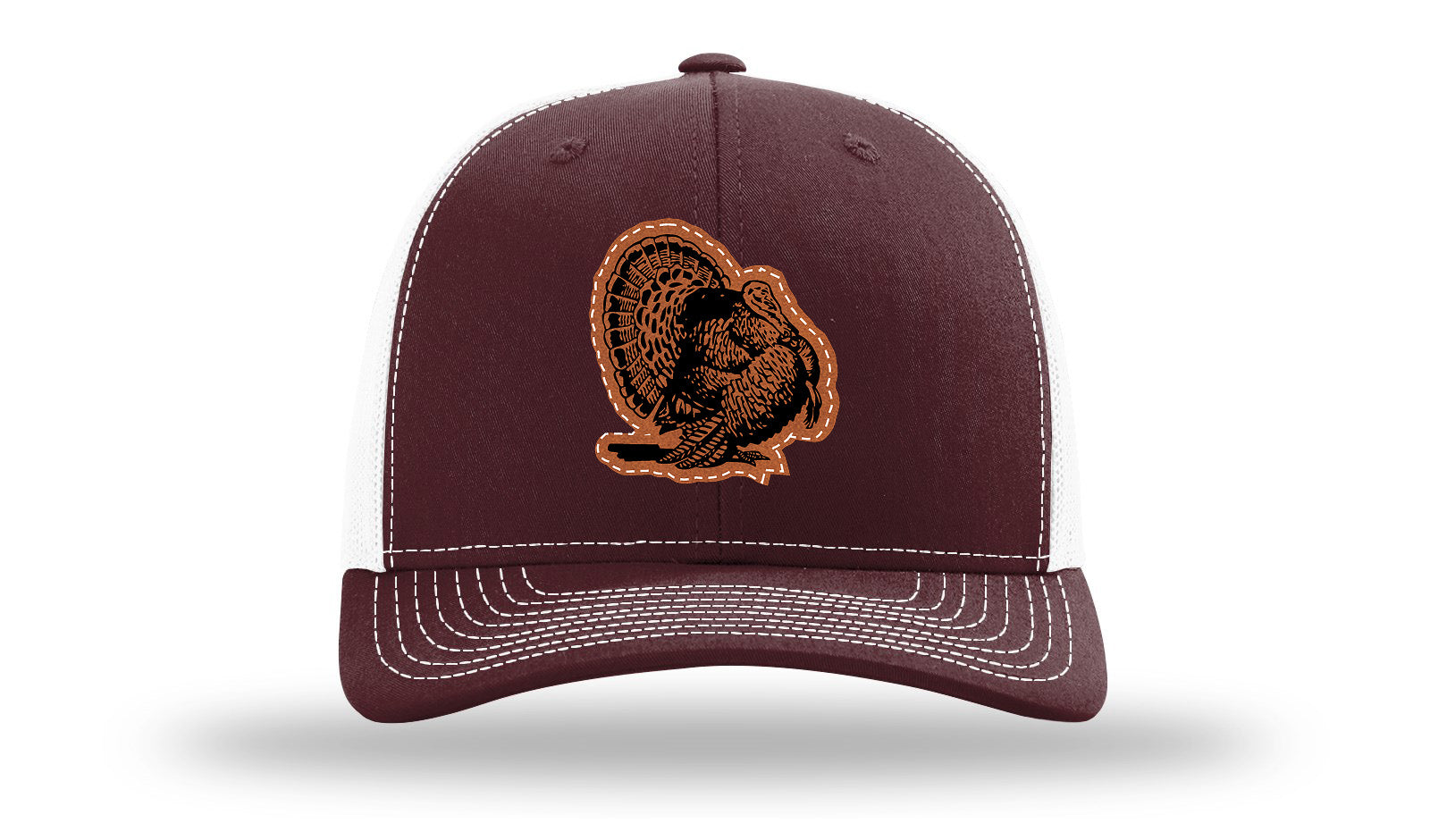 Turkey Strut Leather Patch Richardson 112 Hat-Maroon / White