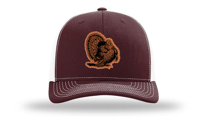 Turkey Strut Leather Patch Richardson 112 Hat-Maroon / White