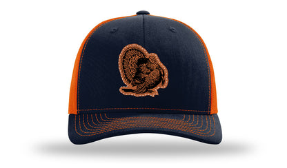 Turkey Strut Leather Patch Richardson 112 Hat-Navy / Orange