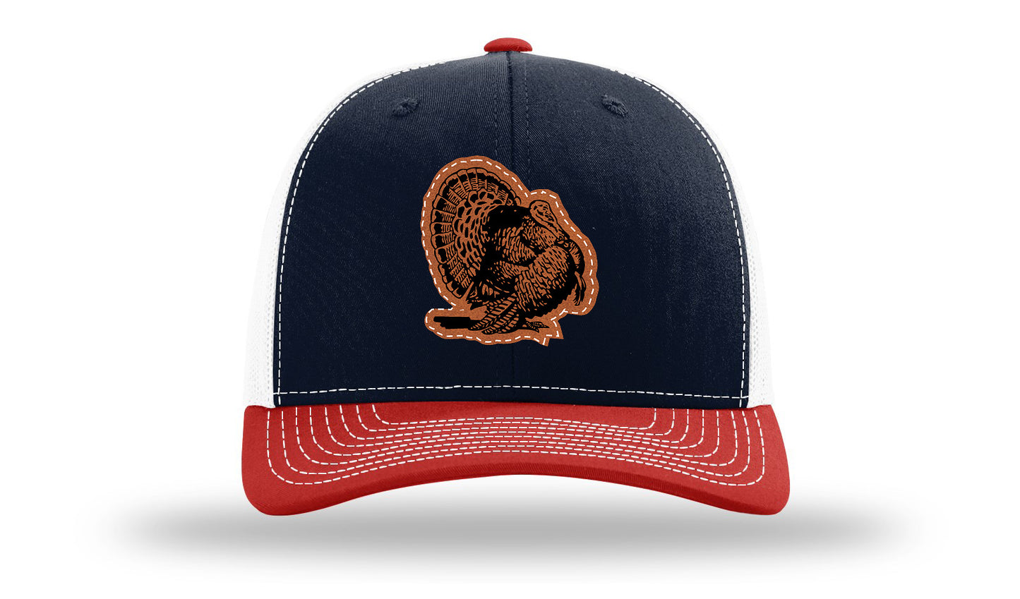 Turkey Strut Leather Patch Richardson 112 Hat-Navy / White / Red