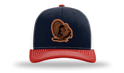 Turkey Strut Leather Patch Richardson 112 Hat-Navy / White / Red