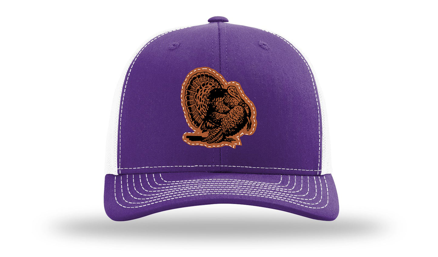 Turkey Strut Leather Patch Richardson 112 Hat-Purple / White