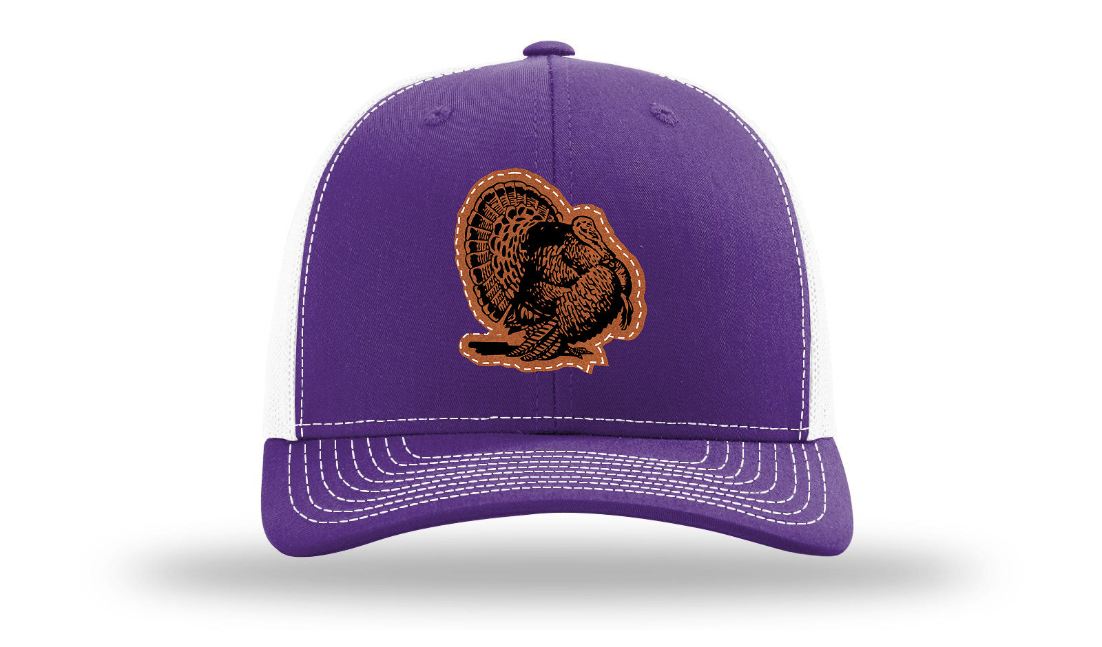 Turkey Strut Leather Patch Richardson 112 Hat-Purple / White