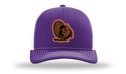 Turkey Strut Leather Patch Richardson 112 Hat-Purple / White