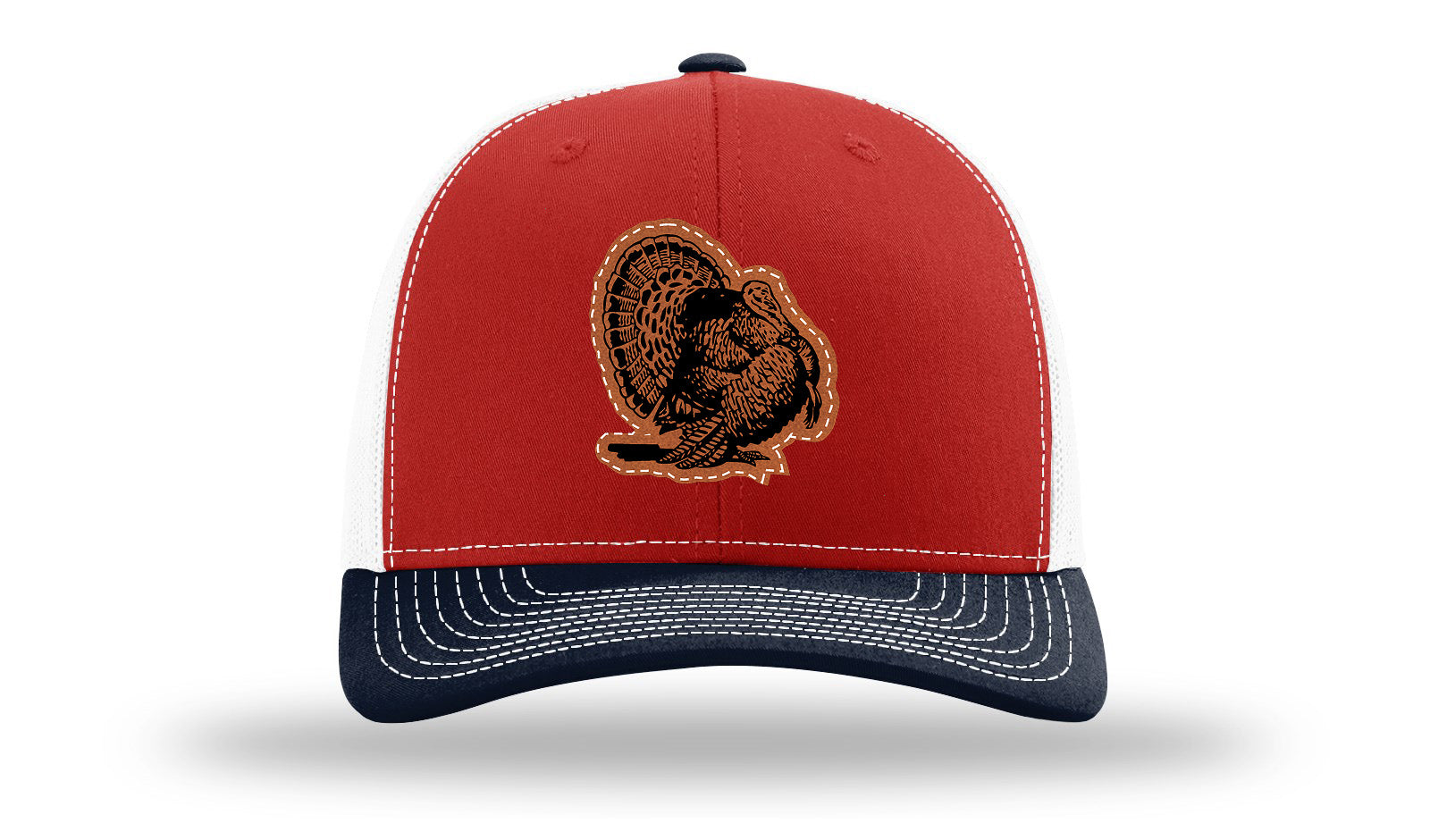 Turkey Strut Leather Patch Richardson 112 Hat-Red / White / Navy