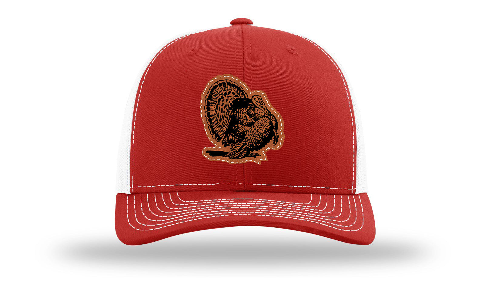 Turkey Strut Leather Patch Richardson 112 Hat-Red / White