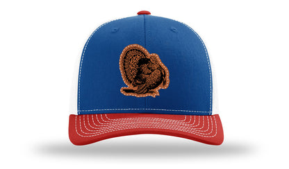 Turkey Strut Leather Patch Richardson 112 Hat-Royal / White / Red