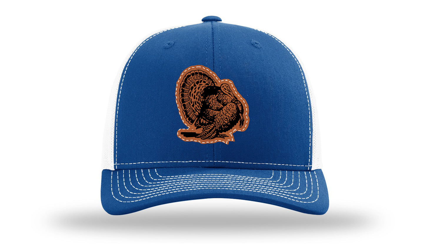 Turkey Strut Leather Patch Richardson 112 Hat-Royal / White