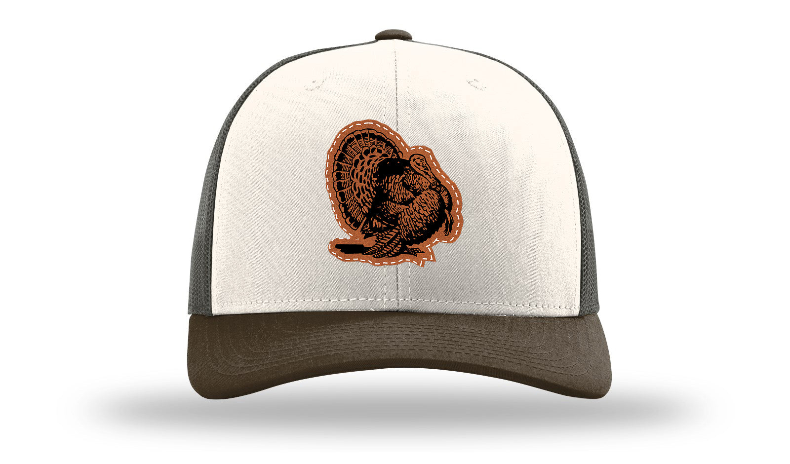 Turkey Strut Leather Patch Richardson 112 Hat-Cream / Gray Brown / Brown