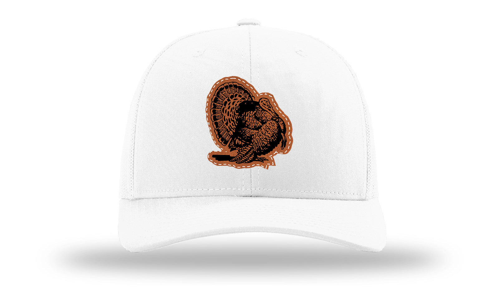 Turkey Strut Leather Patch Richardson 112 Hat-White