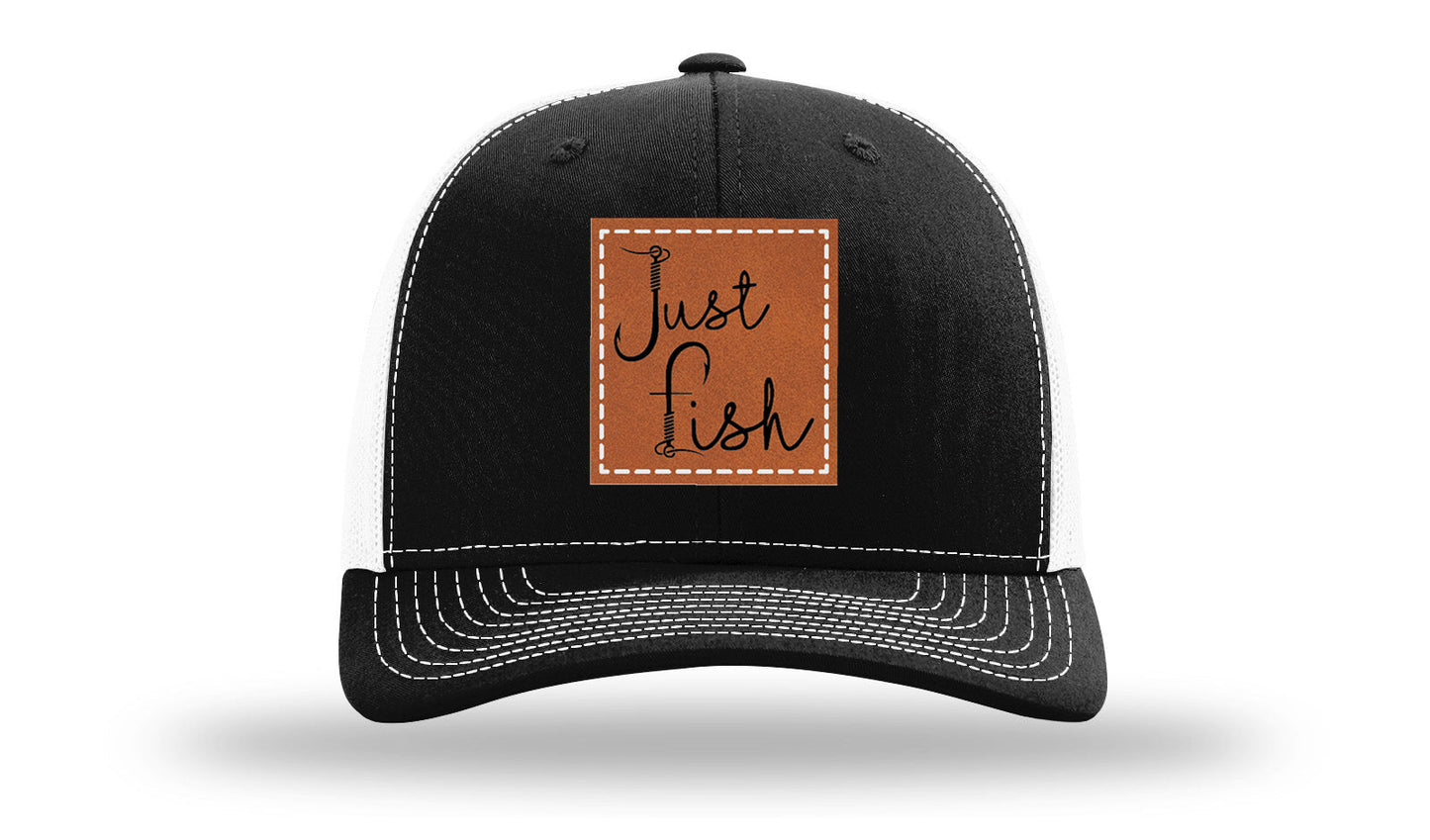 Just Fish Leather Patch Richardson 112 Hat