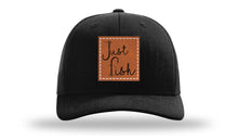 Load image into Gallery viewer, Richarson 112 Black Hat with &#39;Girl Dad&#39; text Rawhide Leather Patch Hat with White stitching.
