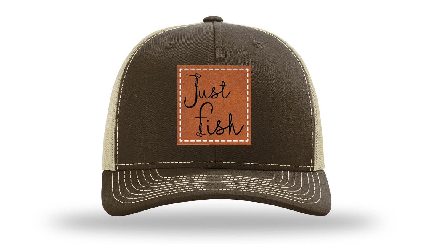 Just Fish Leather Patch Richardson 112 Hat