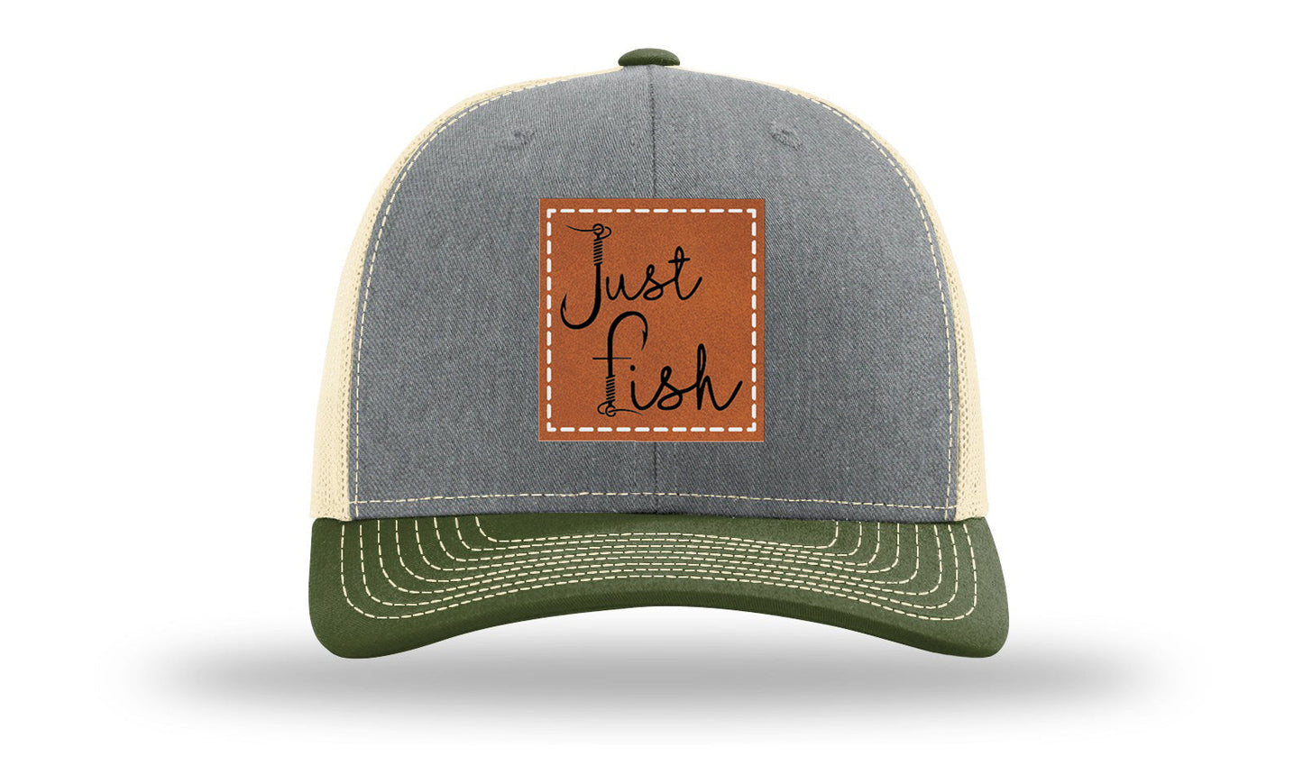 Just Fish Leather Patch Richardson 112 Hat