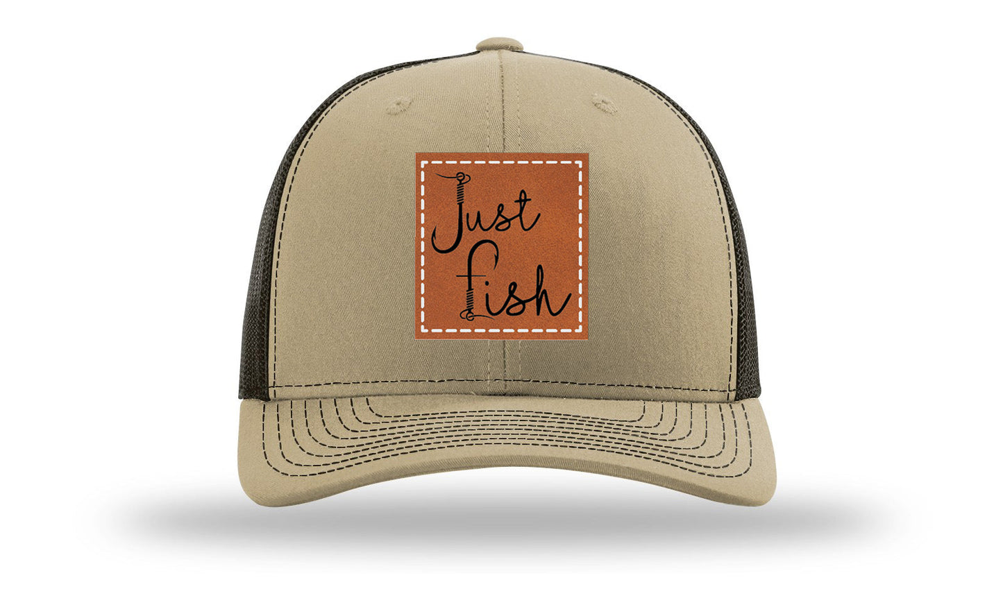 Just Fish Leather Patch Richardson 112 Hat