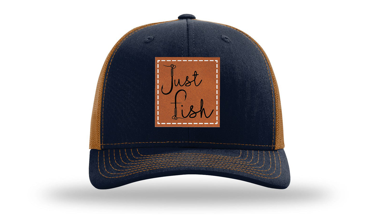 Just Fish Leather Patch Richardson 112 Hat