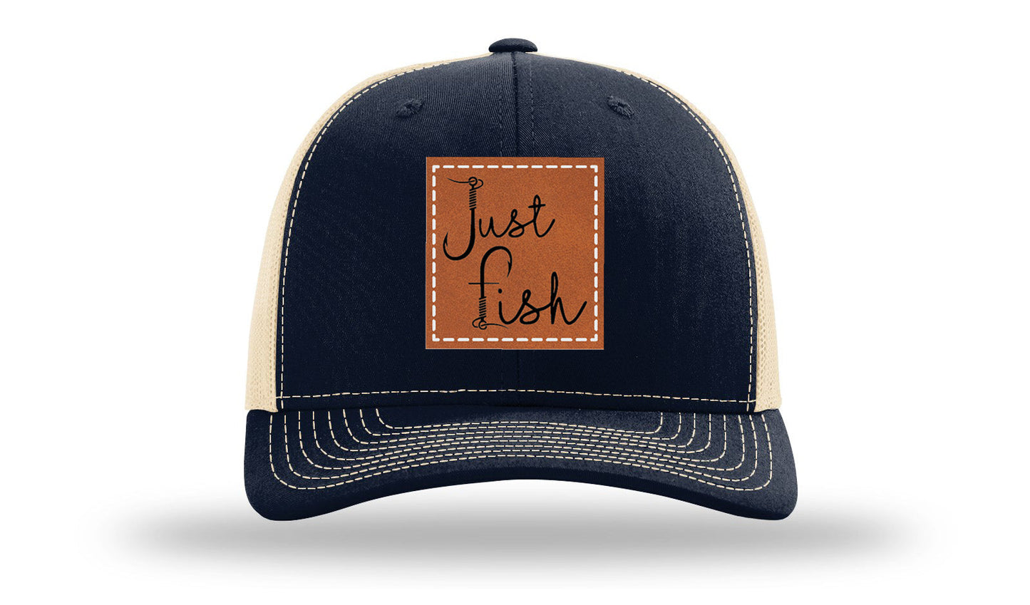 Just Fish Leather Patch Richardson 112 Hat