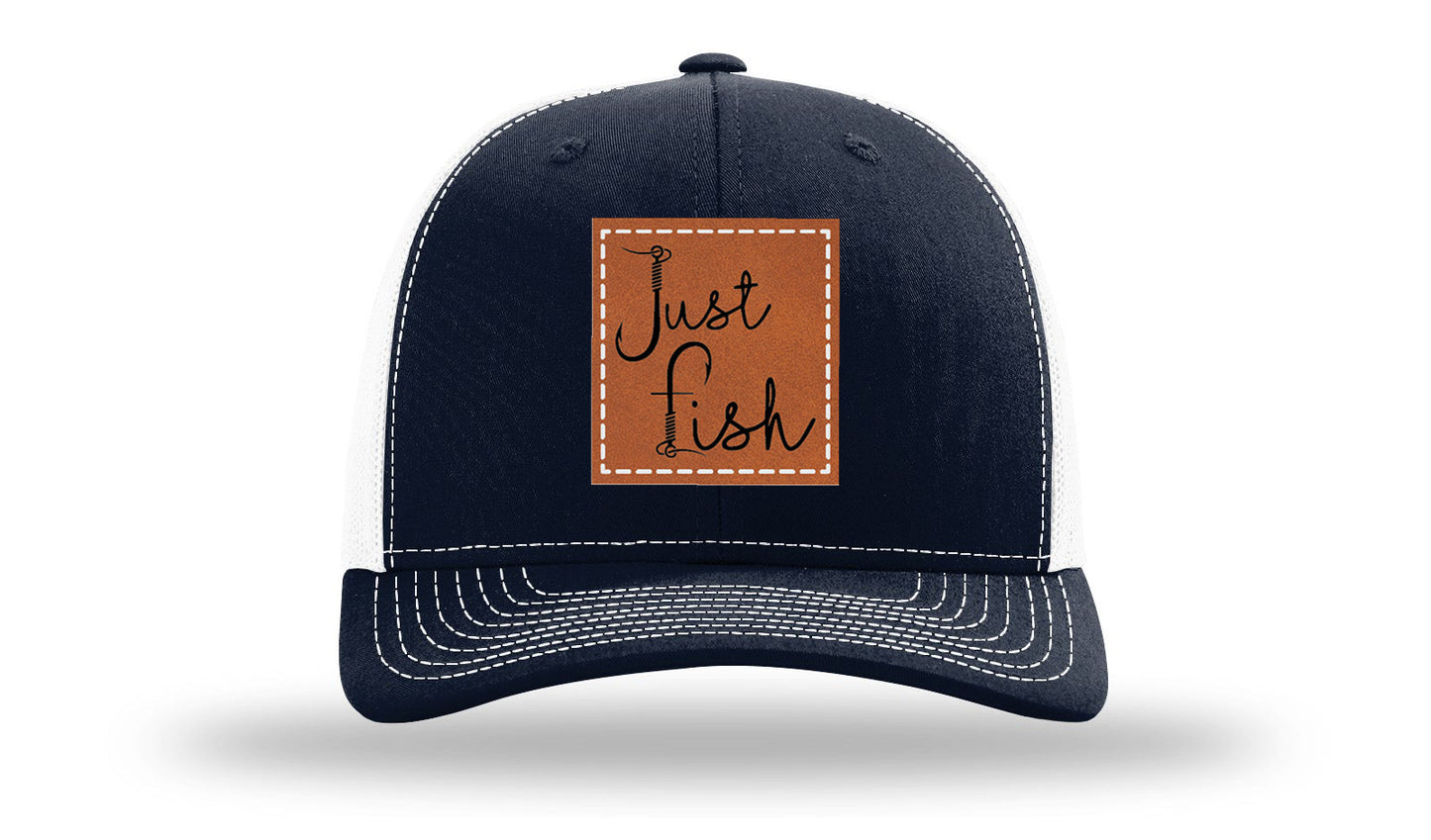 Just Fish Leather Patch Richardson 112 Hat