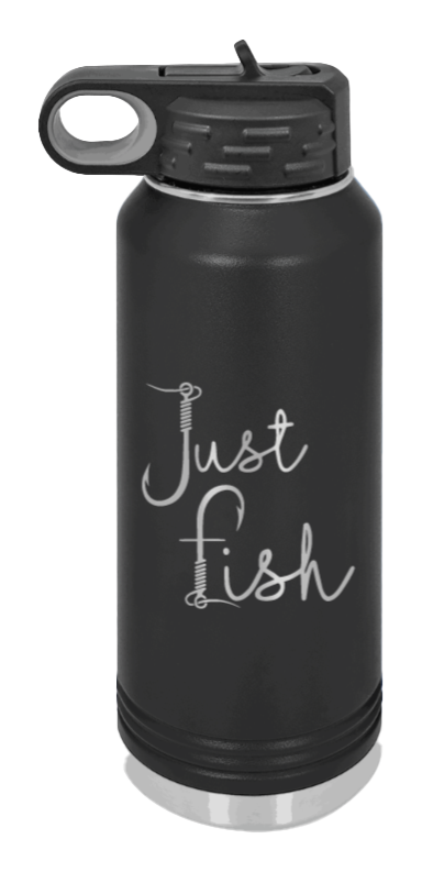 Just Fish - 32oz Water Bottle- Black