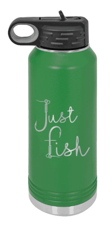 Just Fish - 32oz Water Bottle- Green