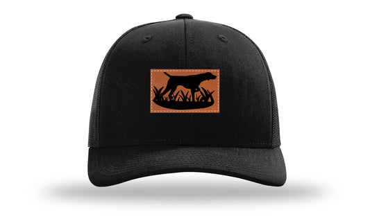 Pointer In Grassline Leather Patch Richardson 112 Hat-Black