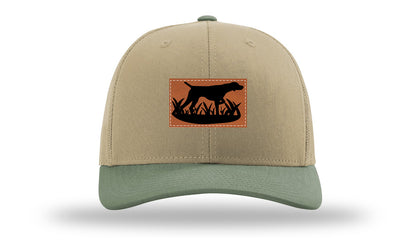 Pointer In Grassline Leather Patch Richardson 112 Hat-Khaki / Loden - CMB