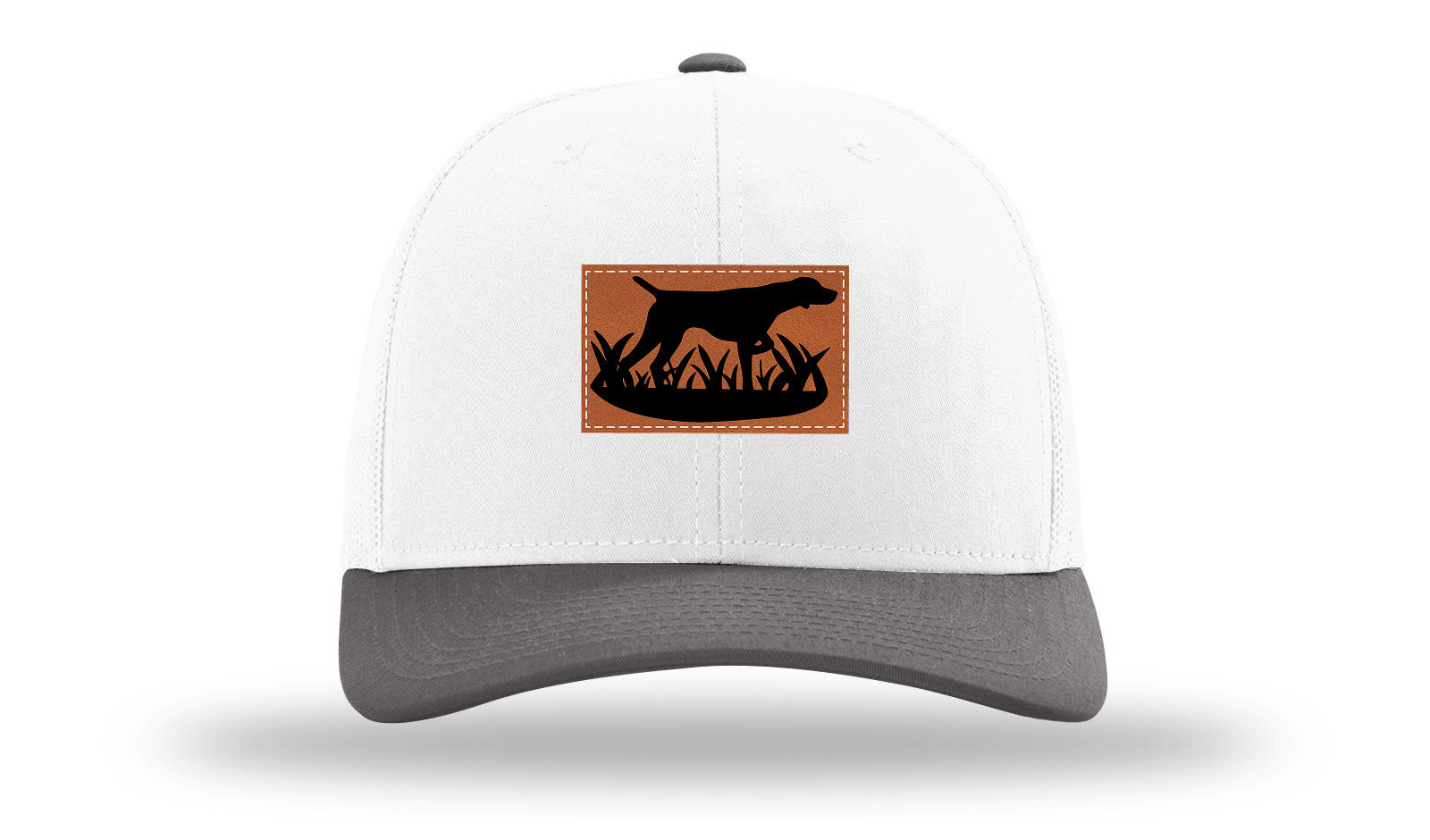 Pointer In Grassline Leather Patch Richardson 112 Hat-White / Charcaol - CMB 