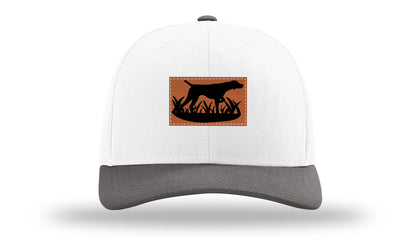 Pointer In Grassline Leather Patch Richardson 112 Hat-White / Charcaol - CMB 