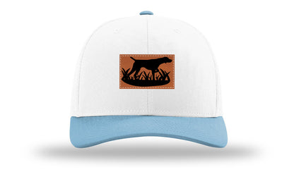 Pointer In Grassline Leather Patch Richardson 112 Hat-White /Columbia Blue - CMB