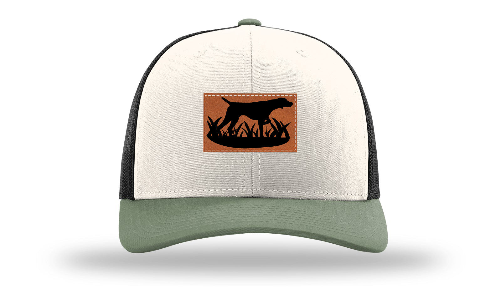 Pointer In Grassline Leather Patch Richardson 112 Hat-Cream / Black / Loden