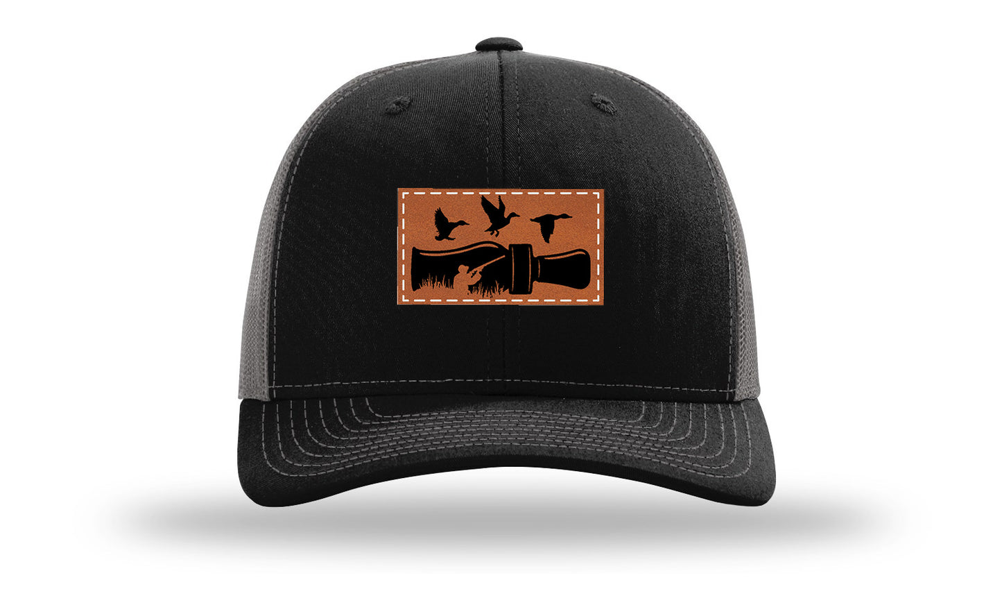 Duck Call Leather Patch Richardson 112 Hat-Black / Charcoal