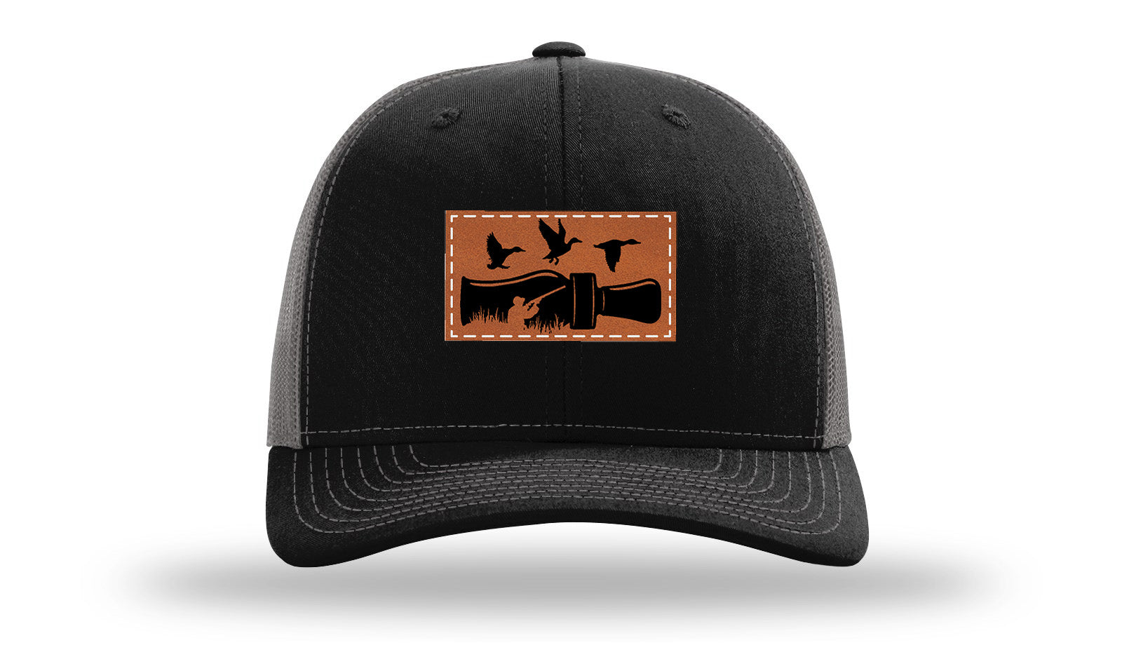 Duck Call Leather Patch Richardson 112 Hat-Black / Charcoal