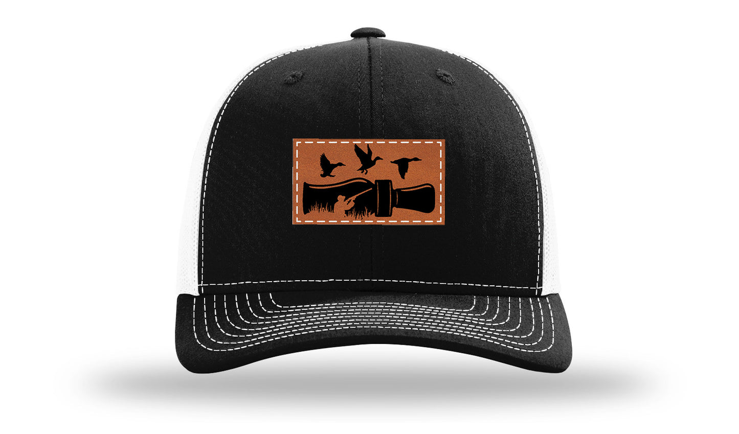 Duck Call Leather Patch Richardson 112 Hat-Black / White