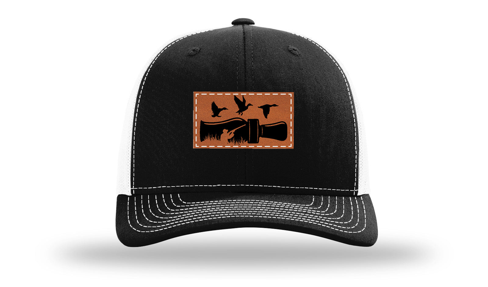 Duck Call Leather Patch Richardson 112 Hat-Black / White