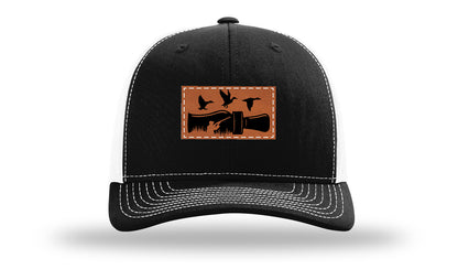 Duck Call Leather Patch Richardson 112 Hat-Black / White