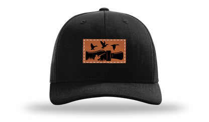 Duck Call Leather Patch Richardson 112 Hat-Black