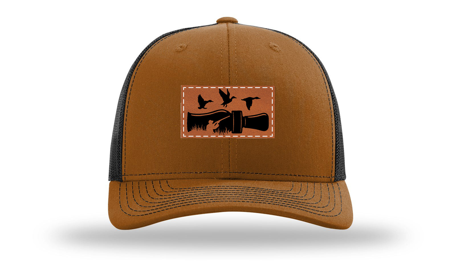 Duck Call Leather Patch Richardson 112 Hat-Caramel / Black