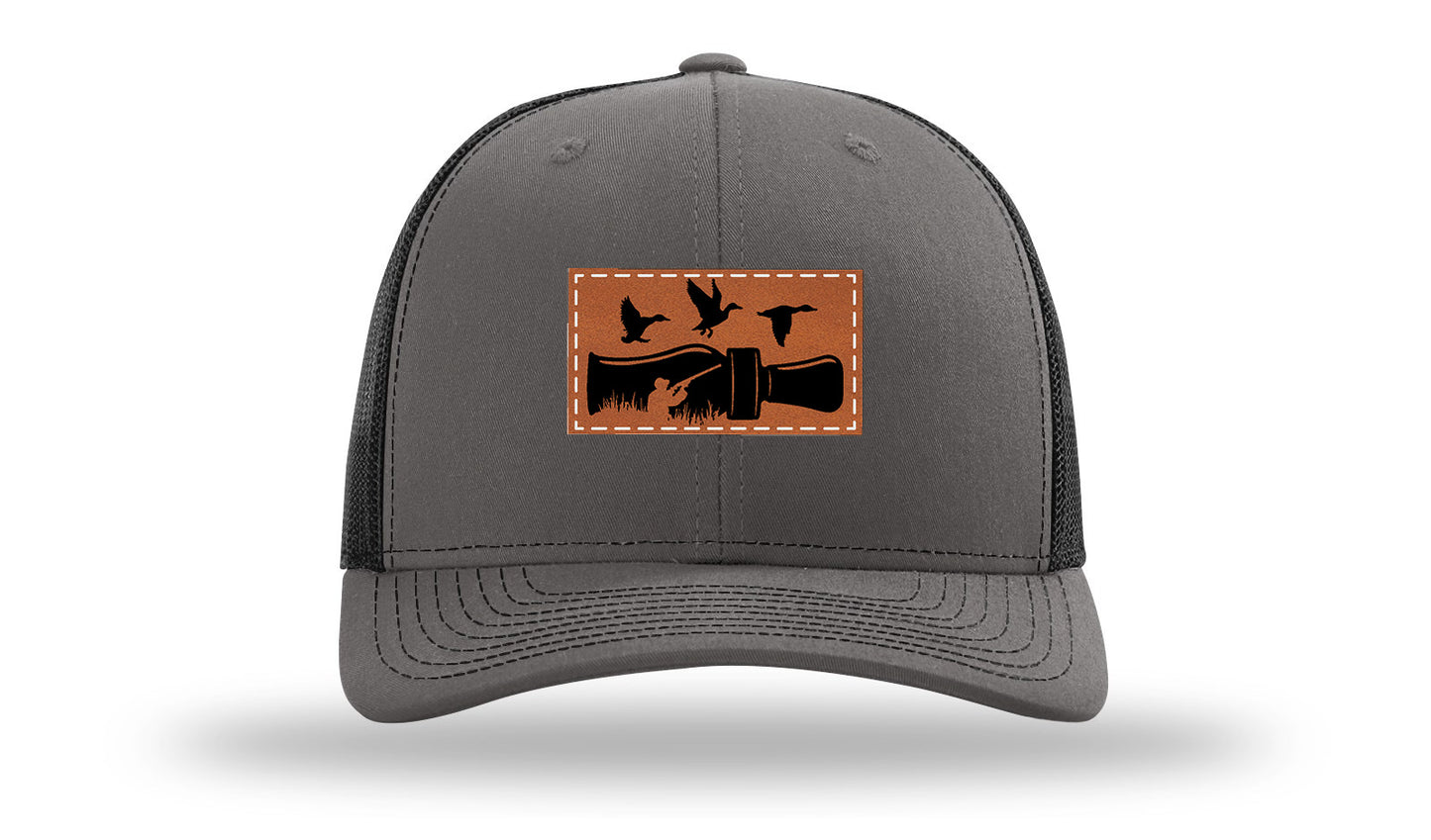 Duck Call Leather Patch Richardson 112 Hat-Charcoal / Black