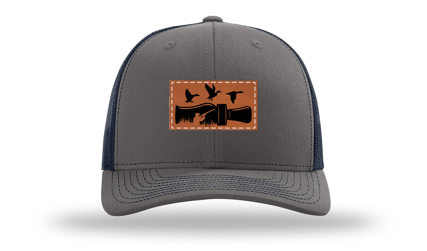 Duck Call Leather Patch Richardson 112 Hat-Charcoal / Navy