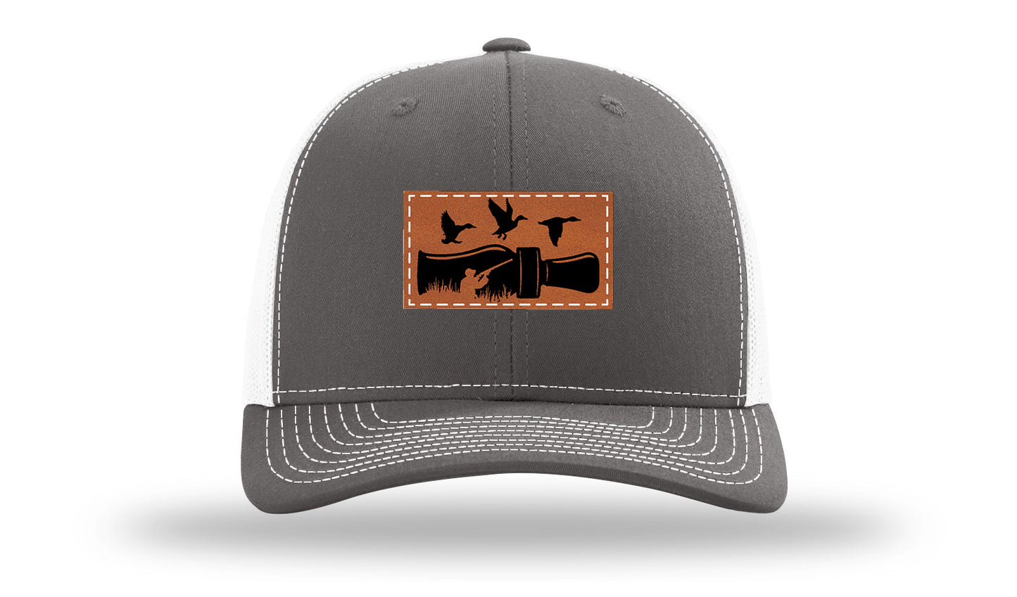 Duck Call Leather Patch Richardson 112 Hat-Charcoal / White