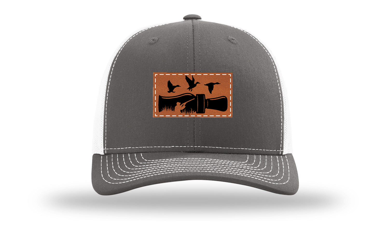 Duck Call Leather Patch Richardson 112 Hat-Charcoal / White